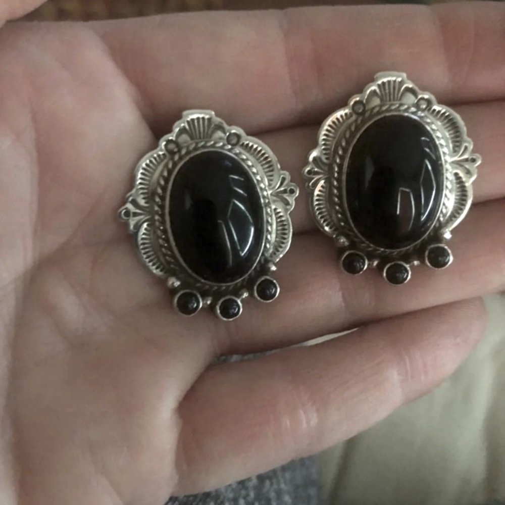Sterling artisan stamped earrings